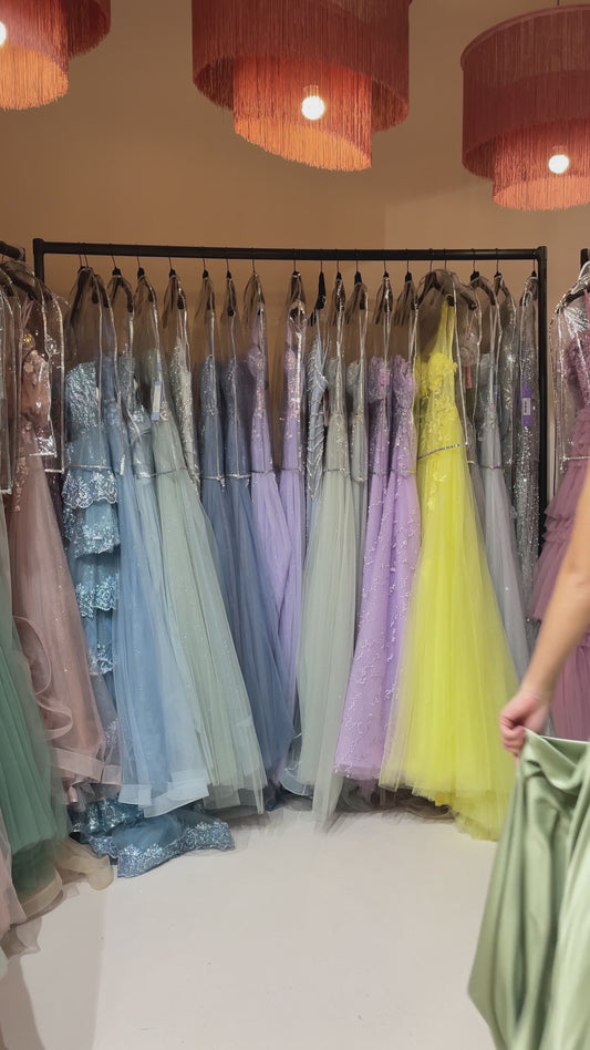 Abendkleid aus Satin "Josefina - Sage"